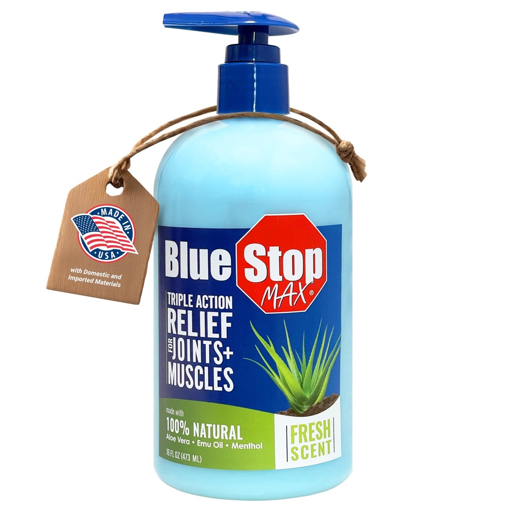 Blue Stop Max hieronta geeli Body Aches, 16 oz Pump Bottle; 3 in 1 Product Relieves Body Aches, Tukee nivelet ja ravitsee ihon