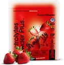 PowderVitamin Electrolytes Powder Plus (20 portioner) Strawberry Electrolyte Powder, No Maltodextrin, Keto,Sugar Free, Rosa Himalayan Salt,1000mg Potassium,120mg Calcium,120mg Magnesium, Hydration Powder