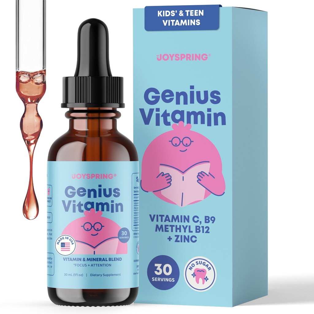 JoySpring Kids B Complex B-vitamiini monimutkainen neste drops kanssa Elderberry, Sinkki & C-vitamiini . Tuki yleistä hyvinvointia (1 fl oz) 30 Tarjoilut