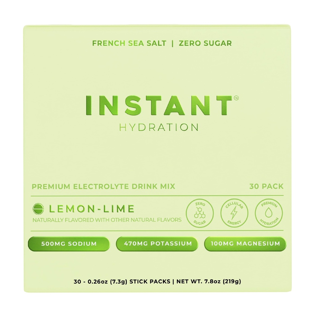 Instant Hydration Electrolytes Powder Packets - sitruunan lime Drink Mix - Zero Sugar - Keto, Vegan, Gluteeniton, ei-GMO - Boost Recovery, aivojen terveys, lihasten ja kudosten tuki- 30