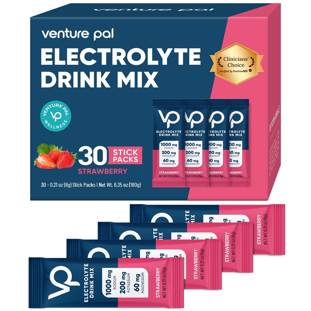 Venture Pal High Sodium Sugar Free Electrolytes Powder Packet - Hydraation Packets vitamiineja, natriumia ja kaliumia.