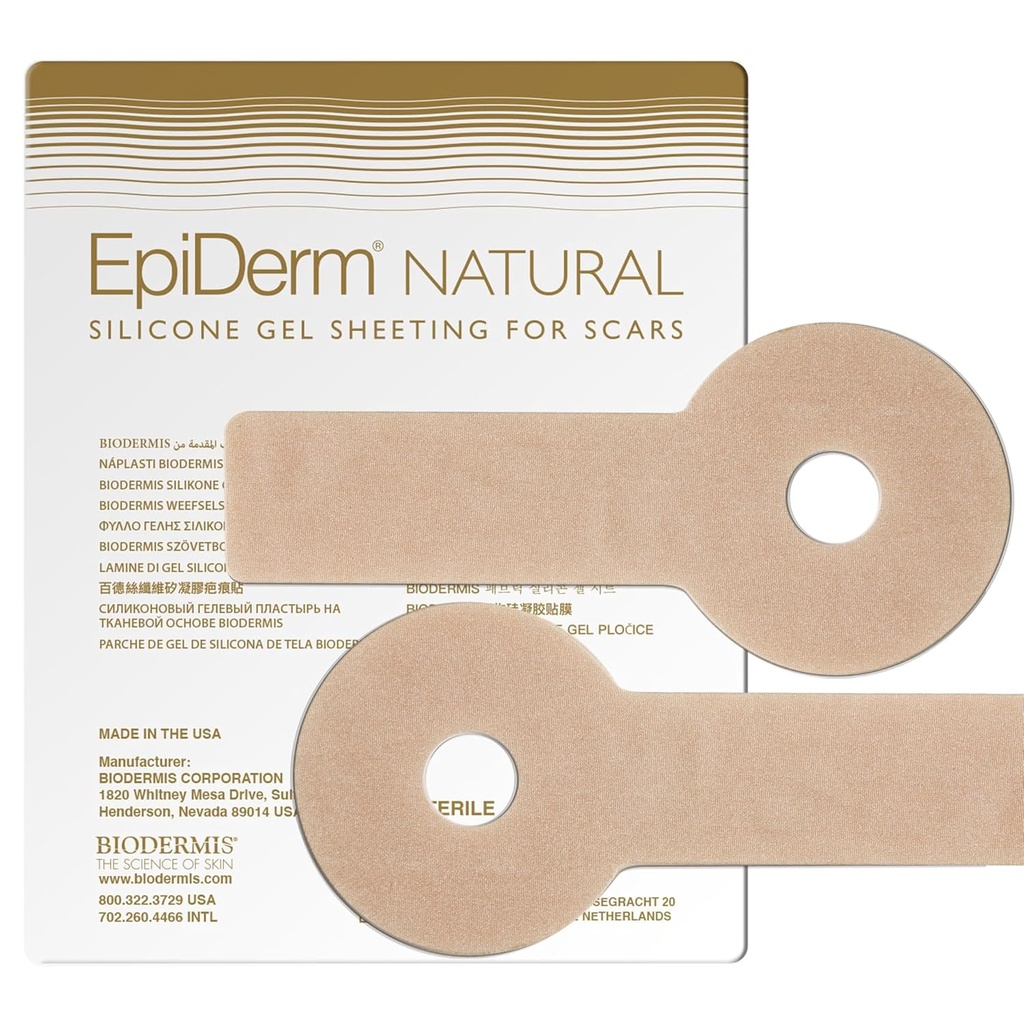 EpiDerm Areopexy Silicone Scar Sheets - Återanvändbar, tvättbar och anpassningsbar bröstreducering och postop bröstkirurgi Essentials - Lollipop Shape Professional Grade Scar Patches - Naturlig, 1 Pair