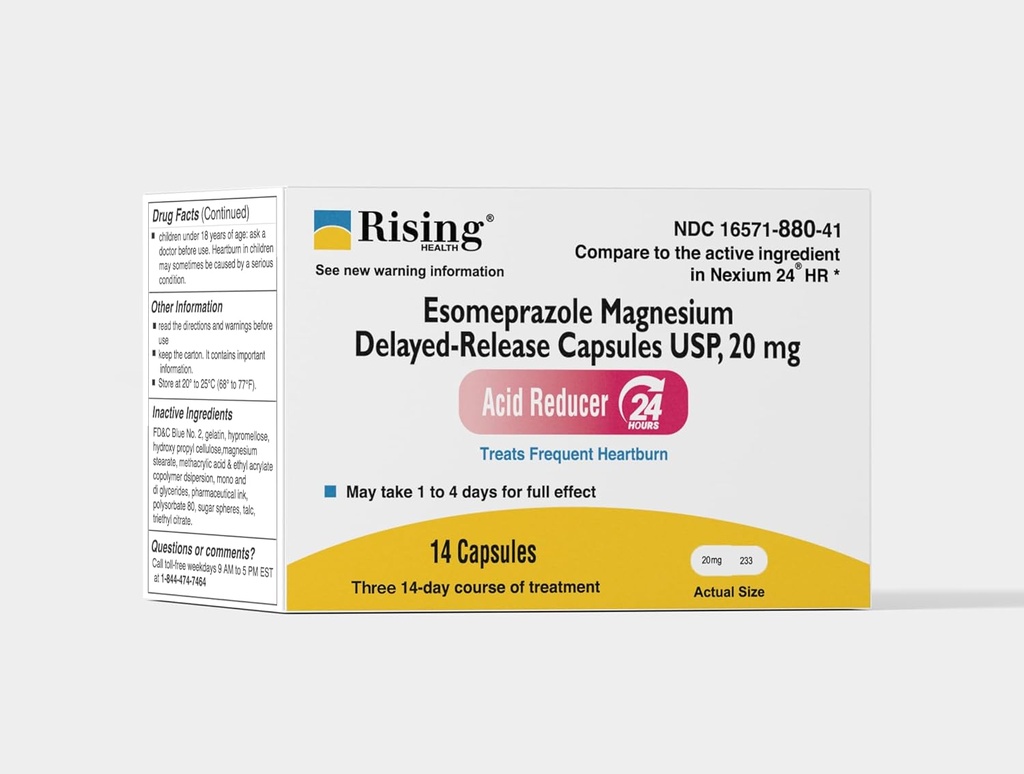Rising Health - Esomeprazole Magnesium Delayed-Release Capsules, USP - Behandlar Frequent Heartburn - 20 mg - 42 Count