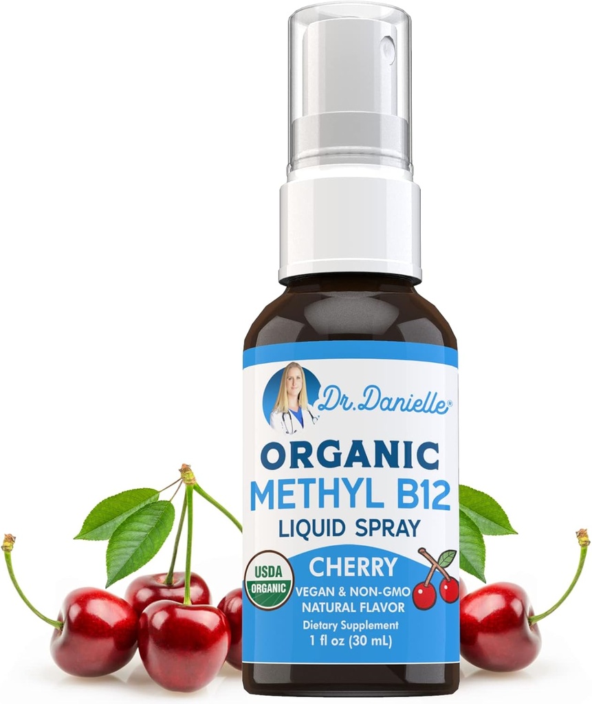 Doktor Danielle USDA Organic Vitamin B12 Liquid Spray | Liquid Vitamin B12 för energistöd | Vegan | Gluten Free | Non-GMO | 1 Fl Oz