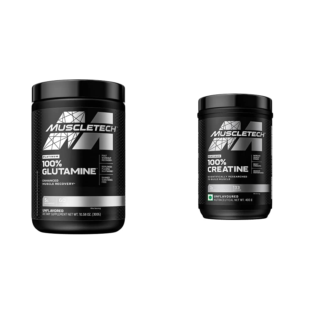 MuscleTech Creatine Monohydrate Powder Platinum Pure Micronized Muscle Recovery + Builder & owder 100% Pure L Glutaminpulver