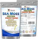 NELCIA'S NATURAL HERBS Sea Moss Ashwagandha Protein Powder - Natural Irish Sea Moss, Blackderwrack ja Burdock Root, Black Seed and Shilajit Powder (16oz)