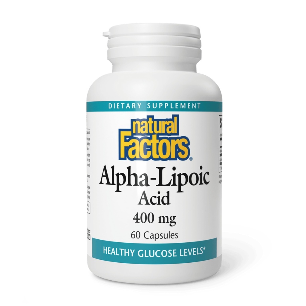 Naturliga faktorer Alfa-Lipoic Acid 400 mg, Hela kroppen Antioxidant stöd, 60 kapslar