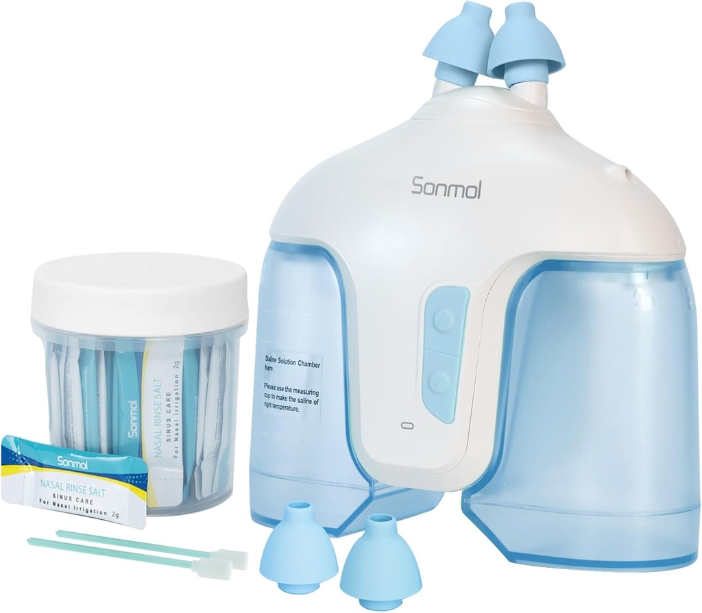 Nasal Irrigation System med 50 Salt Packets (Blue), Sinus Rinse Machine, Nose Cleaner för Sinus Adult, Nose Washer Nasal Rinsing Sinus Relief Machine