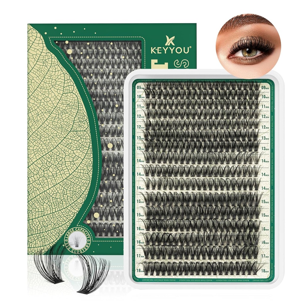 Lash Clusters 280Pcs silmäripsiklusterit KEYYOU 60D D Curl 9-18MIX Clusters Lashes Paksu Super Soft Wispy DIY silmäripsien laajennus kotona(60D-D,9-18MIX)