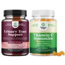 Bundle D Mannose Kapselit virtsateiden terveys naisille Nopeasti toimivat Super voimisteltu karpalo 90ct ja pureskeltava C-vitamiini Gummies aikuisille - Halal C-vitamiini Immuuni tuki Gummies