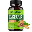 NATURELO Turmeric Curcumin - BioPerine för bättre absorption - Black Pepper, Ginger Root, Curcuminoids - Plant-Based Joint Discomfort Support - 120 Vegan kapslar