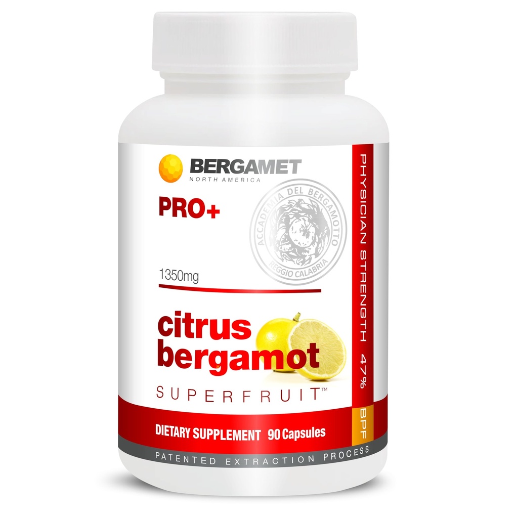 BergaMet Citrus Bergamot SuperFruit PRO+ SuperFruit PRO+ täydennysosa, 200:1 uute, 1350mg, 80% polyfenolit, Olive Leaf Extract, 47% BPF, Maailman vahvin, 90 kapselia, taustana kliiniset tutkimukset, valmistettu Yhdysvalloissa