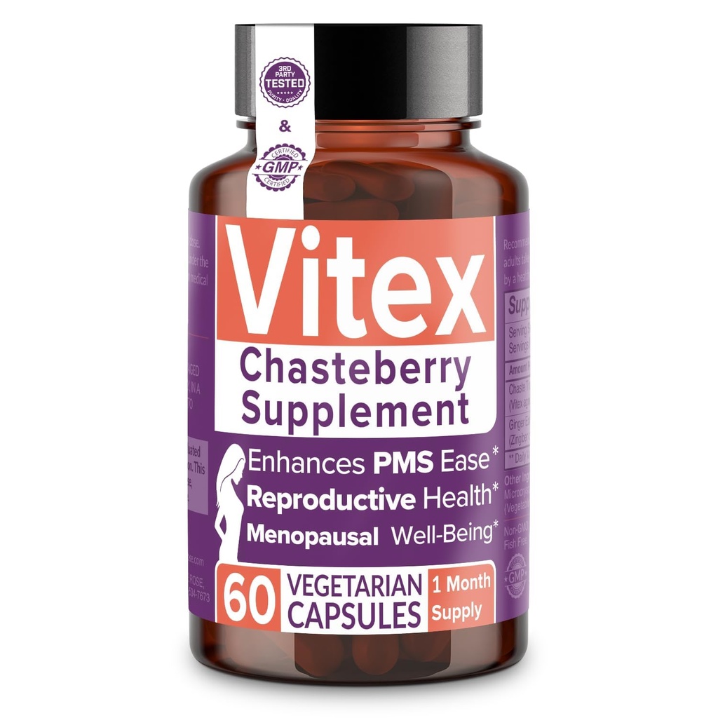 Intimate Rose Vitex Chasteberry Supplement for Women, 1000 mg - Chaste Tree Berry for Hormoni Balance, Hedelmällisyys & PMS Tuki, Säädä syklit - 60 kapselia