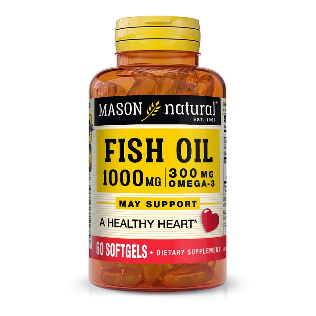 Mason vitamiinit kalaöljy 1000 Mg Omega-3 Softgels, 60