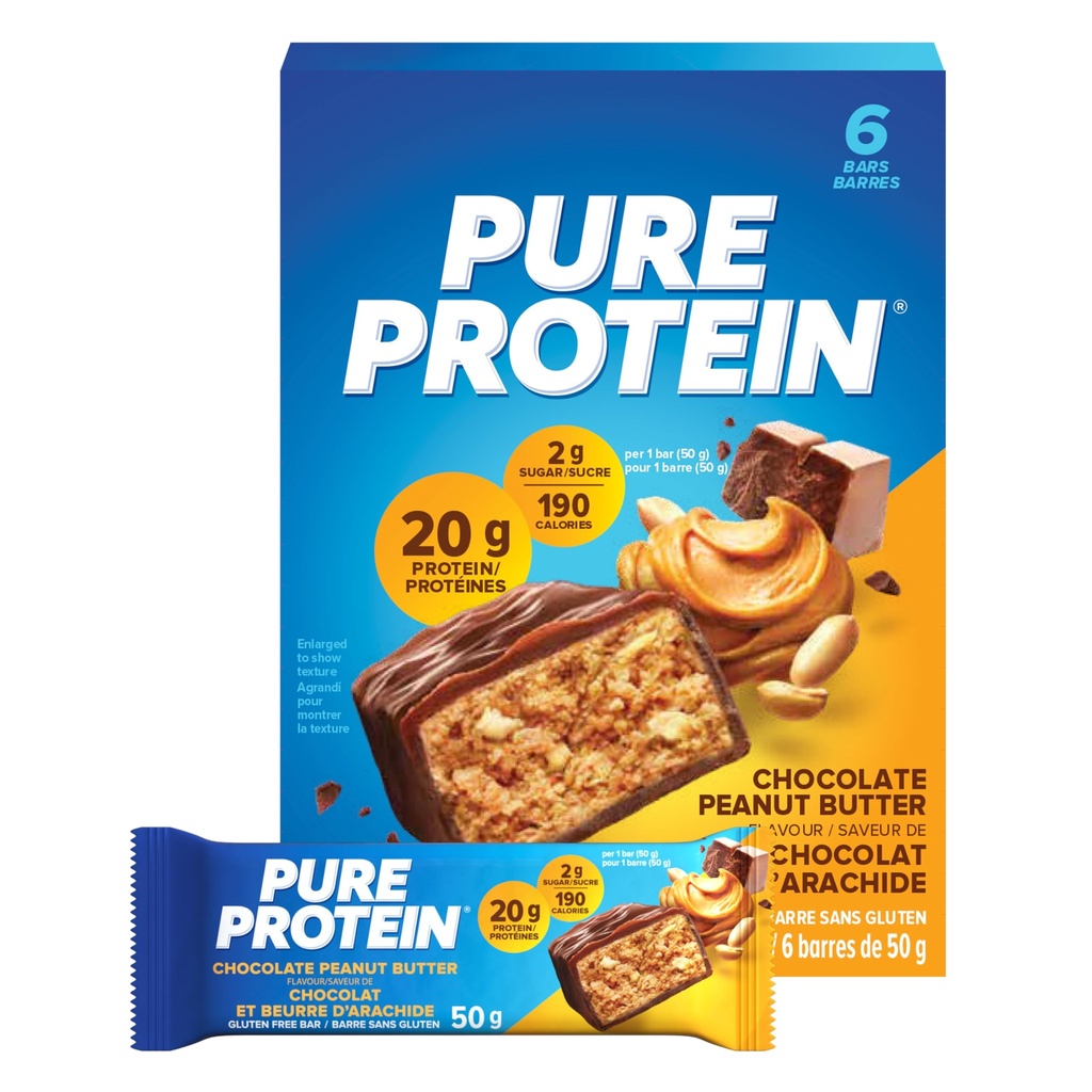 Puhtaat proteiinipatukat, Gluteeniton, Välipalat, suklaamaapähkinävoi, 50 g, 6 Count, {Tuotu Kanadasta}
