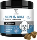 Omega 3 Fish Oil for Dogs, Salmon Oil Skin and Coat Supplement for Dog Allergia Relief, Dry & Itching Skin Relief Treatment, Allergia Chews - Dog Anti Shedding Treatments - Shiny Coats - EPA & DHA