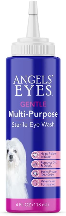 Angels' silmät Multi-Purpose Steriili silmien pesu 4 oz Silmien puhdistus ja huuhtele, Kyynel Stain Reducer for Allergies, Debris, Lima, Ärsytys ja itkevät silmät kaikille koirille Boorihappo