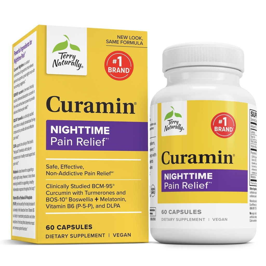 Terry Luonnollisesti Curamin Nighttime - Curcumin & DLPA Kapselin täydennysosa - ei-GMO- täydentää tukea Terve uni & rentoutuminen - kasviperäisten täydentää melatoniini - 60 kapselia