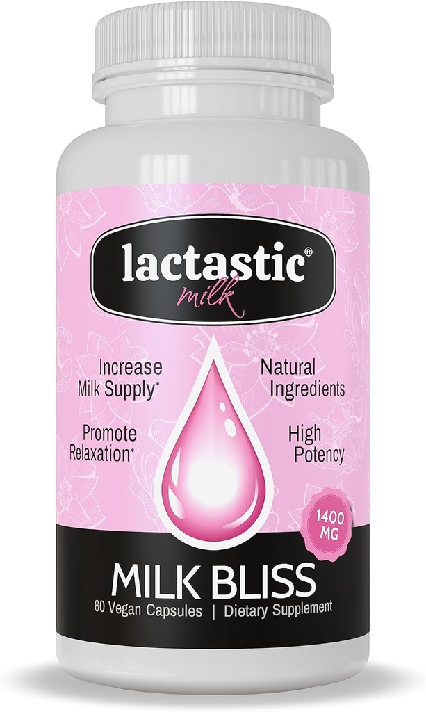 Lactastic® Milk BlissTM - High Potency Organic Imetys täydentää - Organic Moringa, Milk Thistle, Passionflower & Valerian juuri - 60 Vegaanikapselia