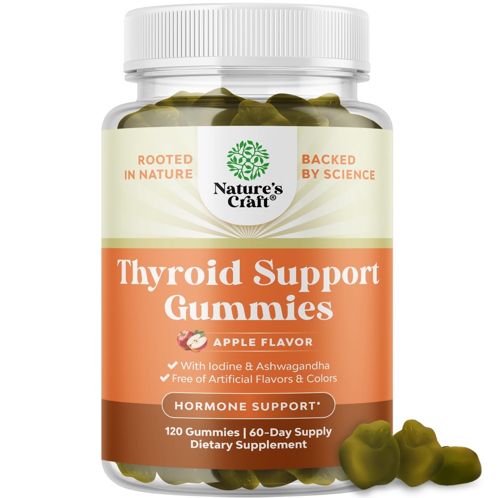 Natures Craft Vegaani Kilpirauhasen Gummies merisammalella - Kilpirauhasen tuki Gumies kattava tuki miehille ja naisille Jodi Selenium ja muut potent vitamiineja - Liivate vapaa ei-GMO 120