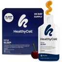 Healthycell REM uniapu lisäravinteet aikuisille - Liquid Gel Extra Strength Sleep Supplement Melatonin, Magnesium, L-Theanine, GABA & Natural Calming Yrtit - 30 Gel Packs, Cherry Flavored