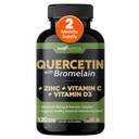 Gade Nutrition Quercetin med Bromelain Vitamin C och Zink Vitamin D3 | Immune Support Supplement i kapslar | Non-GMO, Gluten-Free, Vegan | Tillverkad i USA | 2 Månadsförsörjning