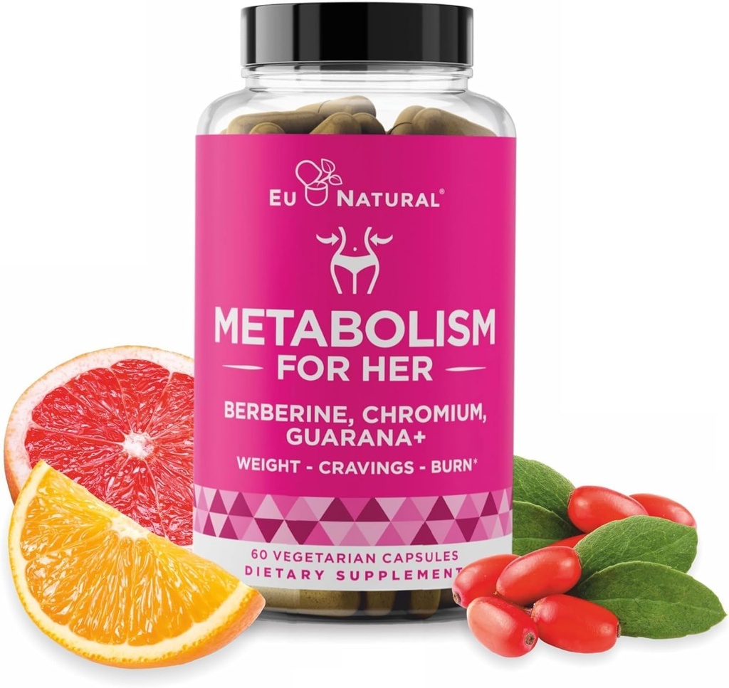 Aineenvaihdunta hänelle - ruokahalu ja aineenvaihdunta tuki naisille - Curb charvings, vähentää Caloric Intake & edistää tunteita Fullness - Berberiini, Kromi Picolinate & Guarana - 60 Veg kapselia
