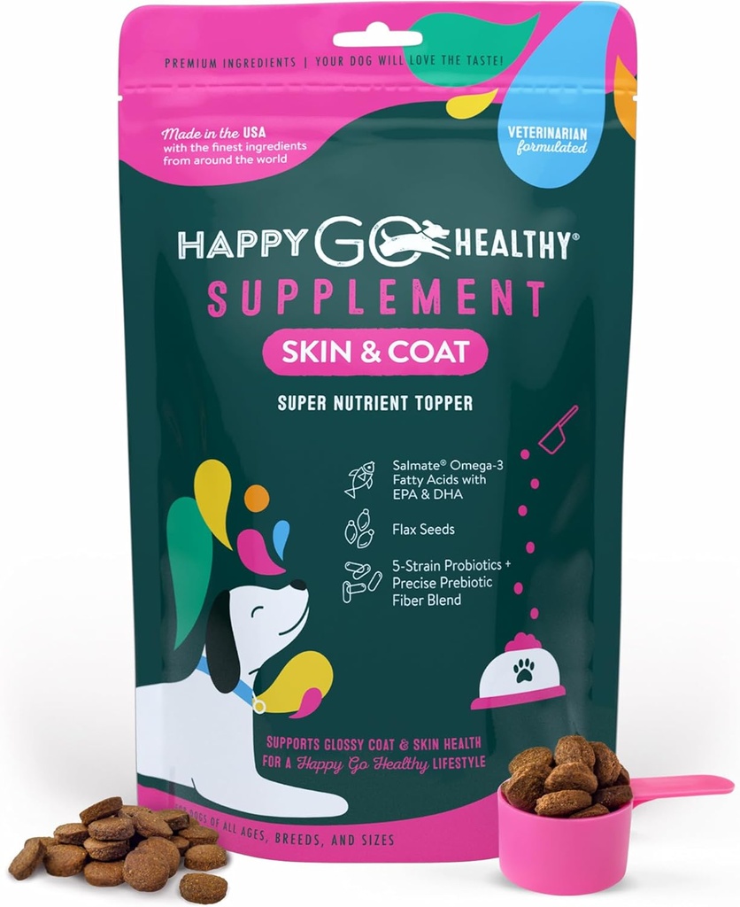 Skin & Coat Lisäravinteet koirille Koiran kutina Skin Right Rich in Omega 3 Kaikki luonnolliset ainesosat Maku Kibble Dog Food Topper 60 Count Pack