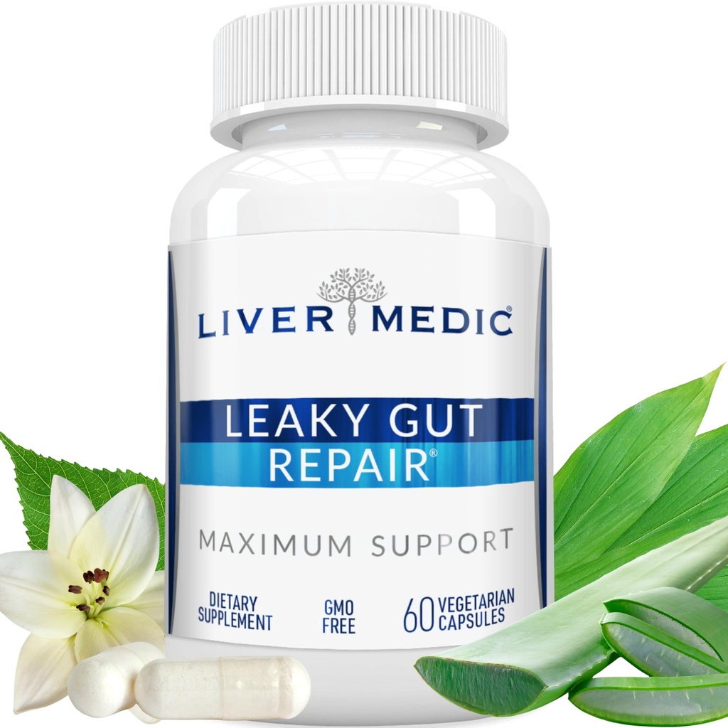 Vuotava Gut Repair Natural Gut Health Supplement Glutamiini Organic Slippery Elm NAG Marshmallow Root Aloe Vera MSM Quercetin Bromelain Edistää ruoansulatuskanavan Ease, Gut Wellness 1000mg 60 Caps