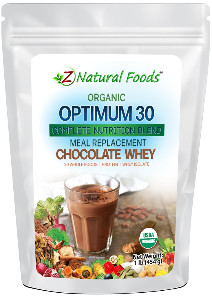 Z Natural Foods Optimum 30 Organic Chocolate Whey Meal Replacement Pulver