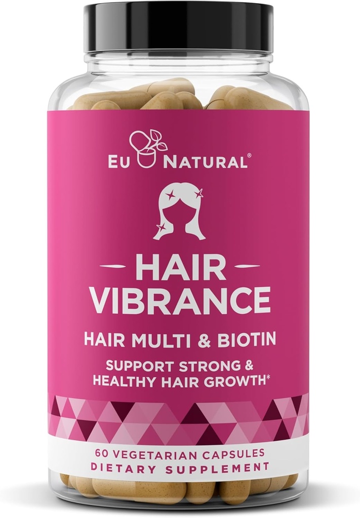 Vibrance Hair Growth Vitamins for Women – Grow Hair Faster, Healthier och Stronger with Potent MultiBlend of Biotin & OptiMSM – Stöder tjockare, Shinier Hair & Regrowth – 60 Vegetarian Soft Capsules