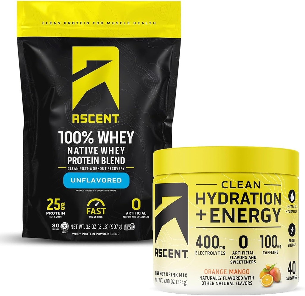 Nousu 100% Heraproteiinijauhe, 2 lb & Hydraation + energia Elektrolyyttejä, Orange Mango 40 tarjoilua