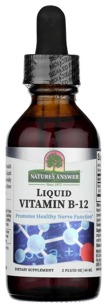 Naturens svar Liquid Vitamin B-12 | Främjar hälsosam nervfunktion och energinivåer | Naturligt smaksatt och glutenfri 2oz