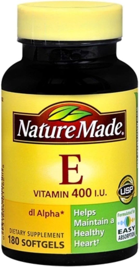 Luonto Valmistettu dl-Alfa-vitamiini E 400 IU Softgels 180 pehmeää geeliä (Pack of 8)
