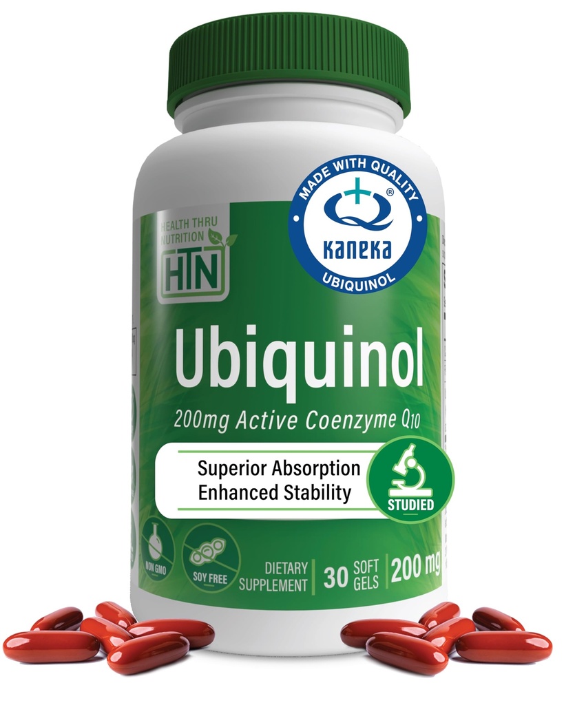Health Thru Nutrition Ubiquinol 200mg 30 Softgels as Kaneka QH Alennettu CoQ-10 ...