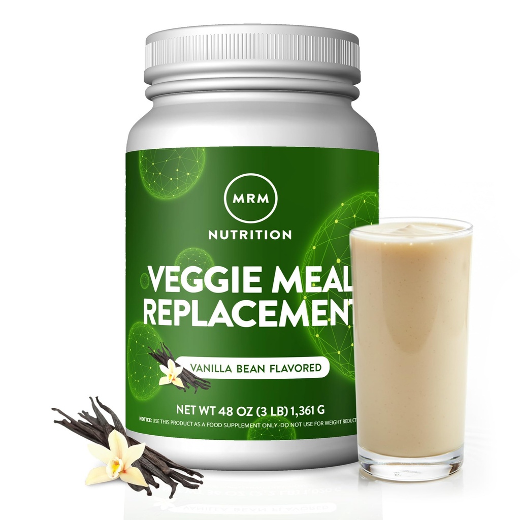 MRM Nutrition Veggie Meal Replacement Protein | Vanilla Bean Flavored | 22g komplett växtbaserat protein | Meal on-the-go | Mediate hunger | Balanserad makronäringsformel | 28 portioner
