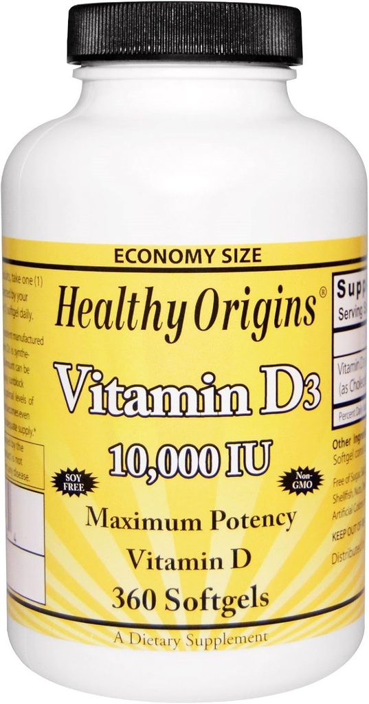 Terve alkuperä D3-vitamiini Maksimiteho 10 000 IU 360 Softgels, Yhteensä 2 pakkausta