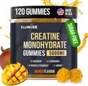 EcoWise Wellness Creatiini Monohydraatti Gummies 5000 mg, mango maku, 120 sokeriton vegaaninen purukumia, Creatiini täydentää päivittäin rutiini