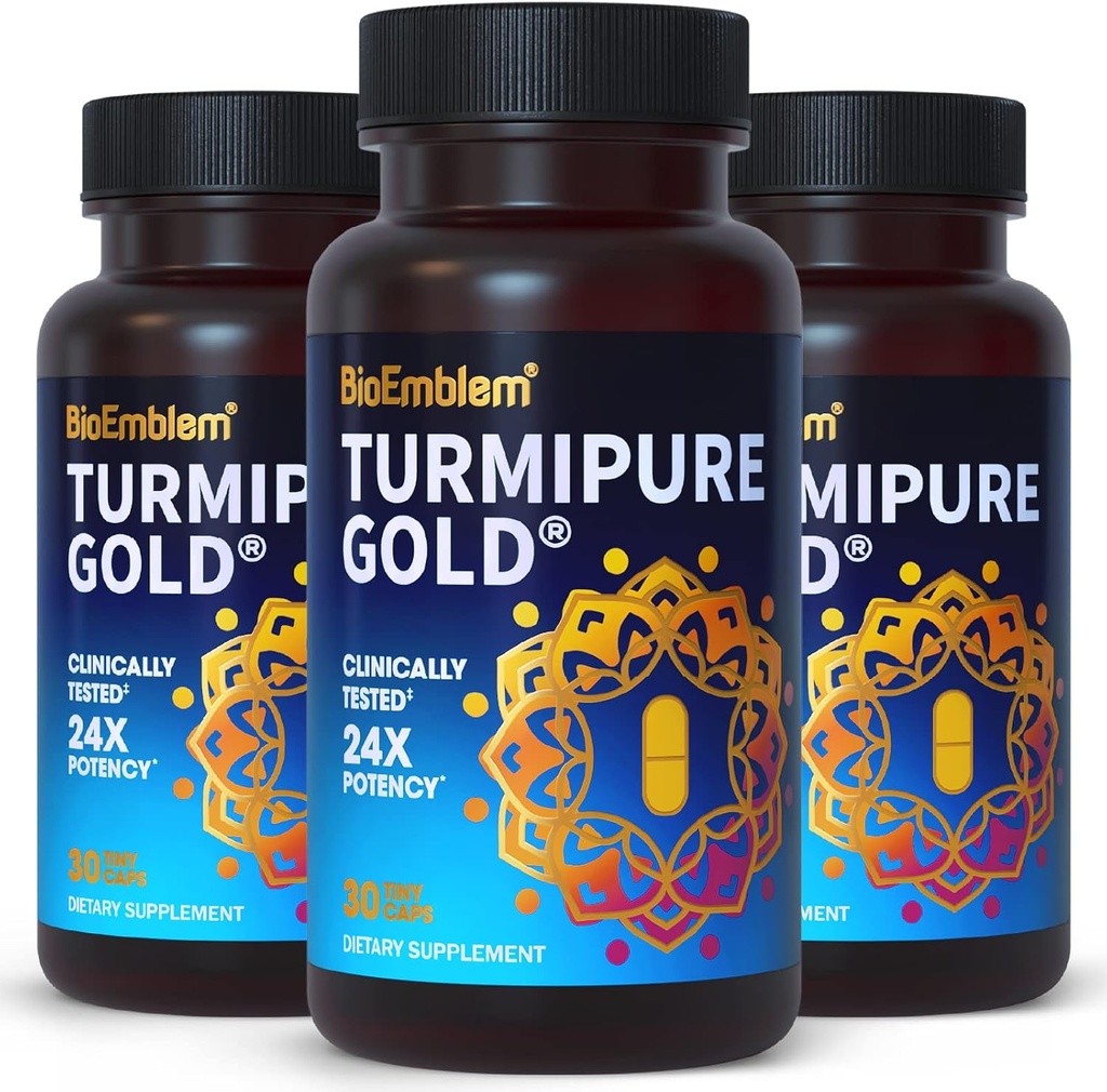 BioEmblem Turmeric Curcumin kliinisesti tutkittu TurmiPure - Joint Support, Terveitä Tulehdus Turmeric Lisäravinteet - 1 Pieni Cap Päivittäinen, 24x Enemmän imeytymistä kuin muut - Ei-GMO, 90 Tarjoilu