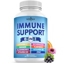NEW AGE 8 in 1 Immuunituki lisäravinteet Echinacea, C-vitamiini ja Sinkki 50 mg, D-vitamiini 5000 IU, Turmeerinen Curcumin & Inkivääri, B6, Elderberry 60 kreivi (pakkaus 1)