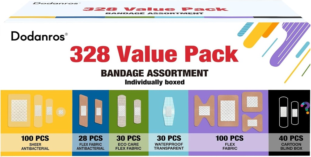 Variete Bandages Pack,328ct Assorted Bulk Eri kokoja, muotoja ja ominaisuuksia ...