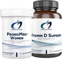 Designs for Health D-vitamiinin ja naisten probiootti Bundle - ProbioMed Women (30 kapselia) Gut Health & emätin Probiootti D-vitamiinin (30 kapselia) kanssa K2-vitamiinin immuuni- ja luuterveyteen