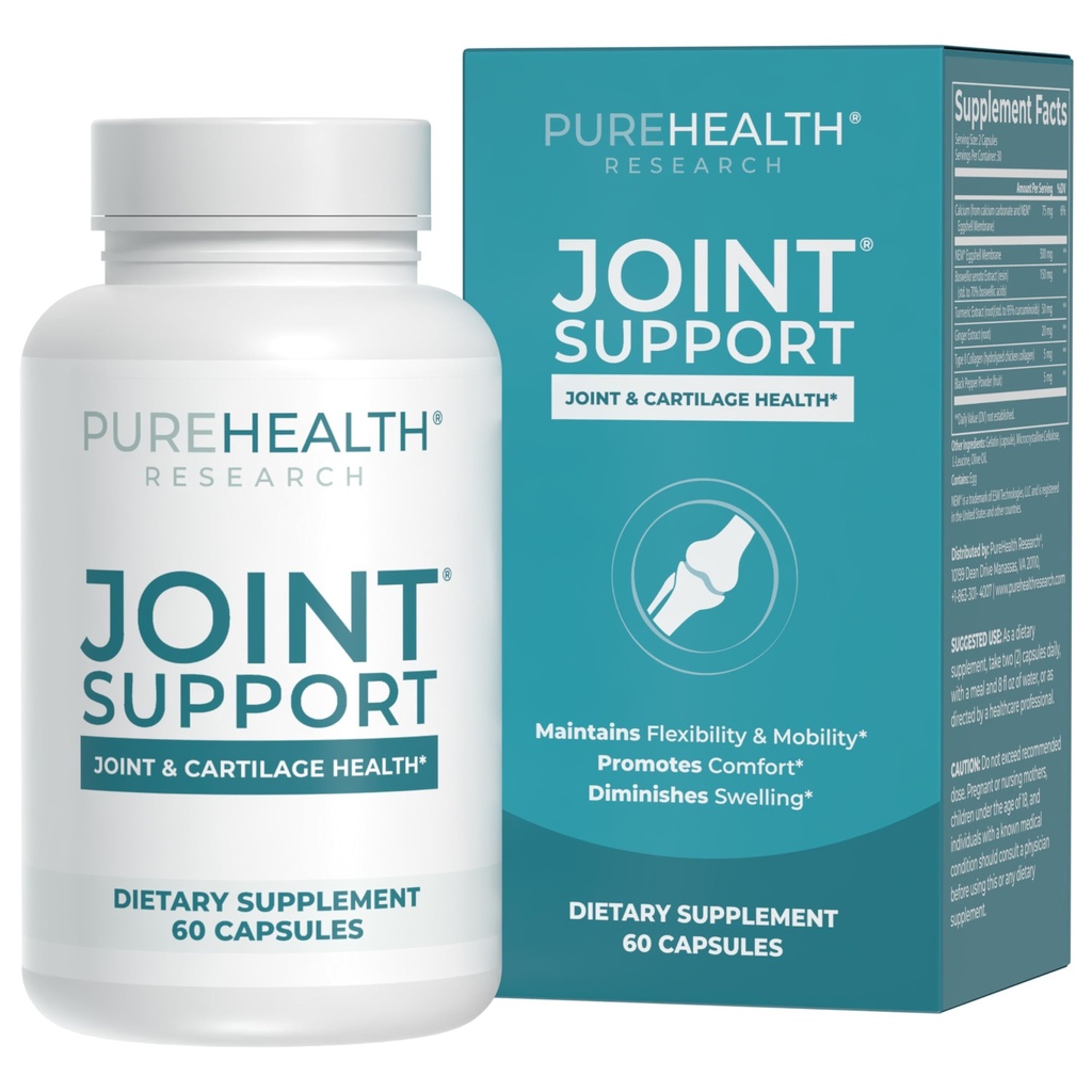 PUREHEALTH TUTKIMUS Yhteinen tuki NEM Eggshell Membraani Boswellia Extract, kalsium & kurkuma, 60 kapselia