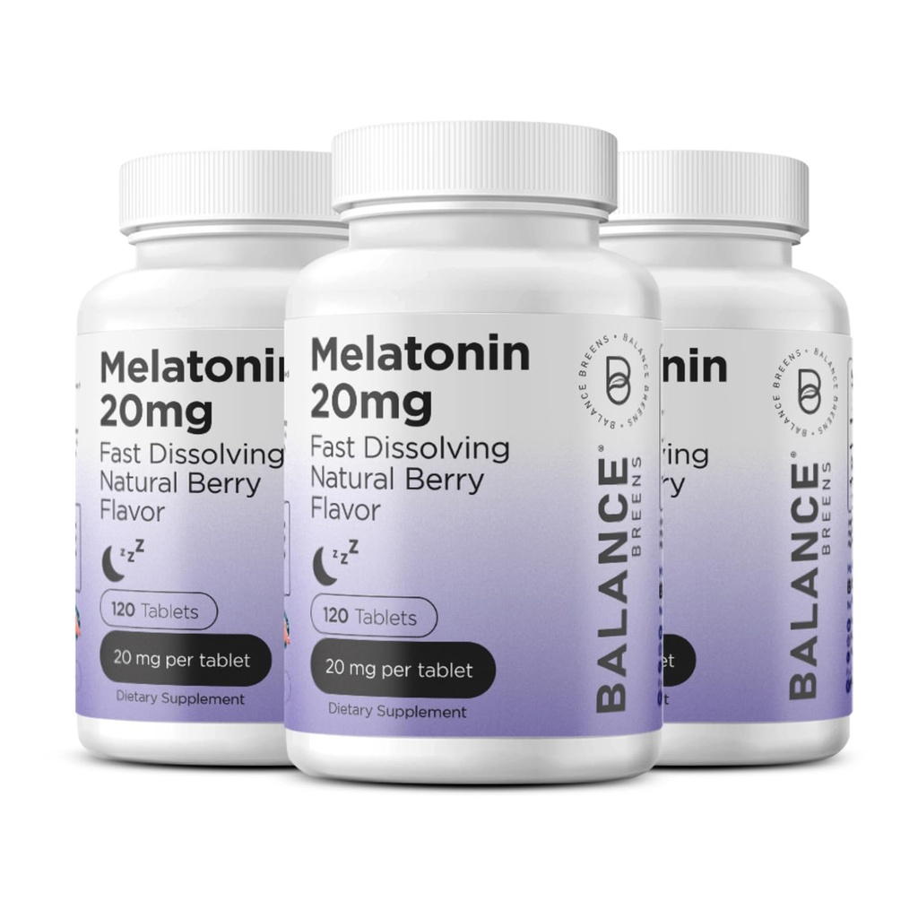 Balancebreens Melatoniini 20 mg Nopea liuotus Tabletit - korkea teho, nopea näytteleminen, luonnollinen uni tuki 