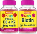 WellYeah Vitamin D3 + K2 Kids + Biotin Kids, Gummies Bundle - Great Tasting, Vitamin Supplement, Gluten Free, GMO Free, Chewable Gummy