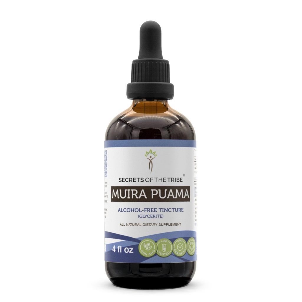 Tribe Muira Puama Tincture Alkoholiton nesteuute, Muira Puama (Ptychopetalum Olacoides) Kuivattu Bark (4 FL OZ)