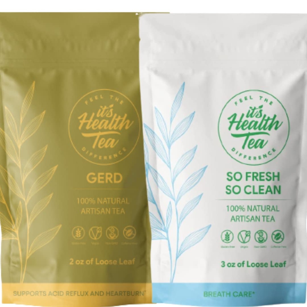 Digestive + Breath Care Bundle: Te för GERD / sur reflux / Heartburn hjälp med andningsvård från insidan ut