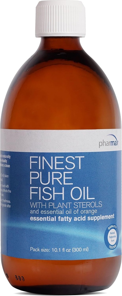 Pharmax Finest Pure Fish Oil | med Plant Sterols och Essential Oil of Orange för att stödja optimal kardiovaskulär hälsa | 10.1 fl. oz.