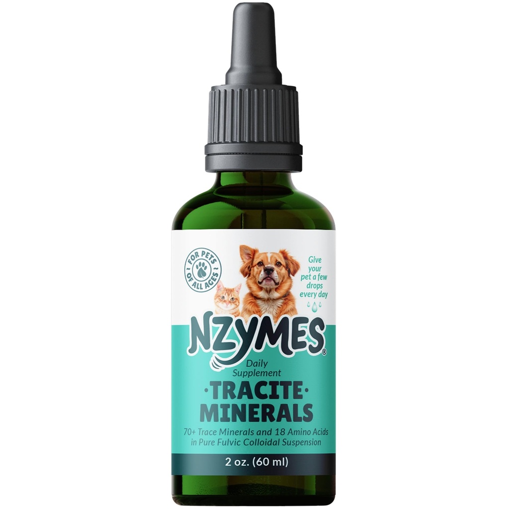 Nzymes® Tracite Minerals for Pets - Fulvic Acid, Humic Acid och Iron-Based Trace Mineral Drops och Amino Acids för ATP Energy och Digestive Health - Made in the USA