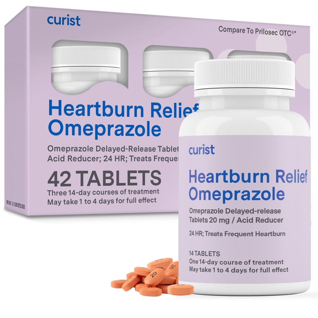 Curist Omeprazol 20mg tabletter - 42 greve försenad frisättning tabletter - Acid Reflux Medicine för Heartburn Relief